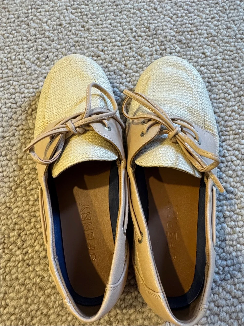 SPERRY women’s Tan Canvas & Leather Boat Shoes